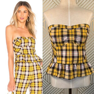 Lovers + Friends Livy Crop Top in Yellow Plaid